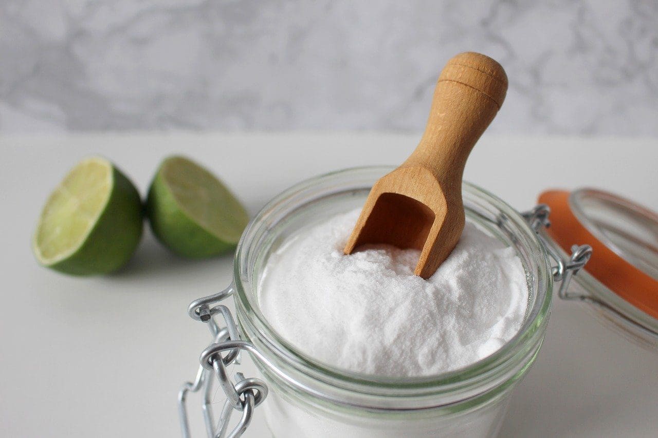 baking soda in a glass container